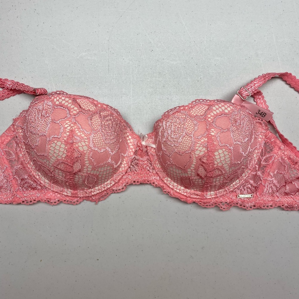 NWT LVR CORAL/CREM Pushup Balconette/Strapless, 34B. *P1005